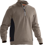 Jobman 5401 Halfzip Sweatshirt 65540120 - Khaki/Zwart - XS