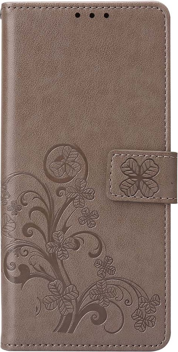Shop4 - OnePlus 10 Pro 5G Hoesje - Wallet Case met Pasjeshouder Vlinder Patroon Grijs