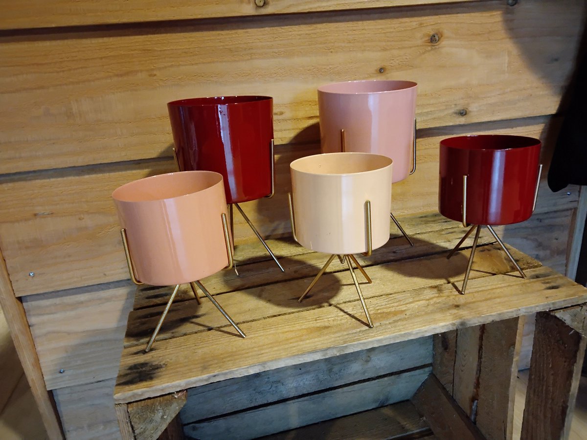 pot - bordeaux/roze - ijzer - op standaard - set van 2 | bol.com