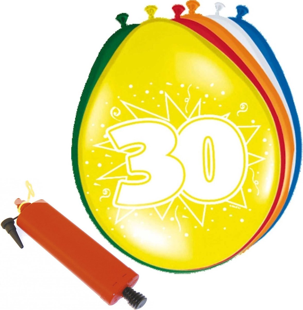 30' jaar latex ballonnen (30cm) - 8 stuks