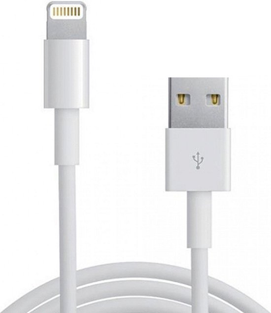 Oplader kabel 1 meter geschikt voor Apple iPhone 6,7,8,X,XS,XR,11,12,13,14,Mini,Pro Max - USB kabel - Gecertificeerd - Merkloos