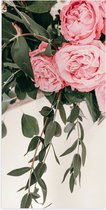 WallClassics - Poster (Mat) - Roze Rozen Bloemenboekt - 50x100 cm Foto op Posterpapier met een Matte look