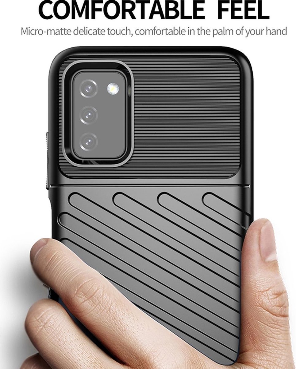 Mobigear Hoesje geschikt voor Samsung Galaxy A03s Telefoonhoesje Flexibel TPU | Mobigear Groove Backcover | Galaxy A03s Case | Back Cover - Zwart
