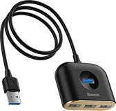 Baseus 4-in-1 Hub USB-A naar 3x USB-A 2.0 en 1x USB-A 3.0 Zwart