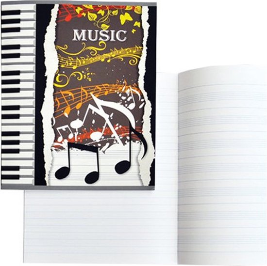 A5 muziekschrift  - hippe opdruk - 1 stuk