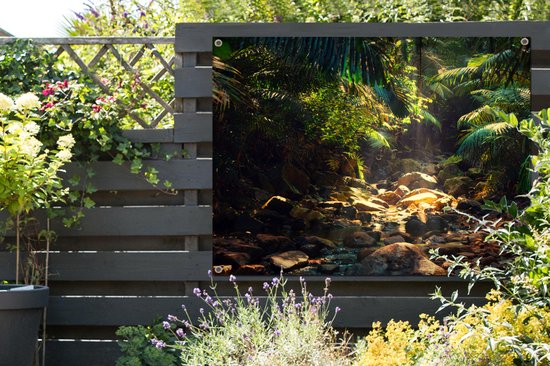 Tuinposter - Tuindoek - Tuinposters buiten - Jungle - Zon - India - Jongens - Meisjes - Kinderen - 120x90 cm - Tuin