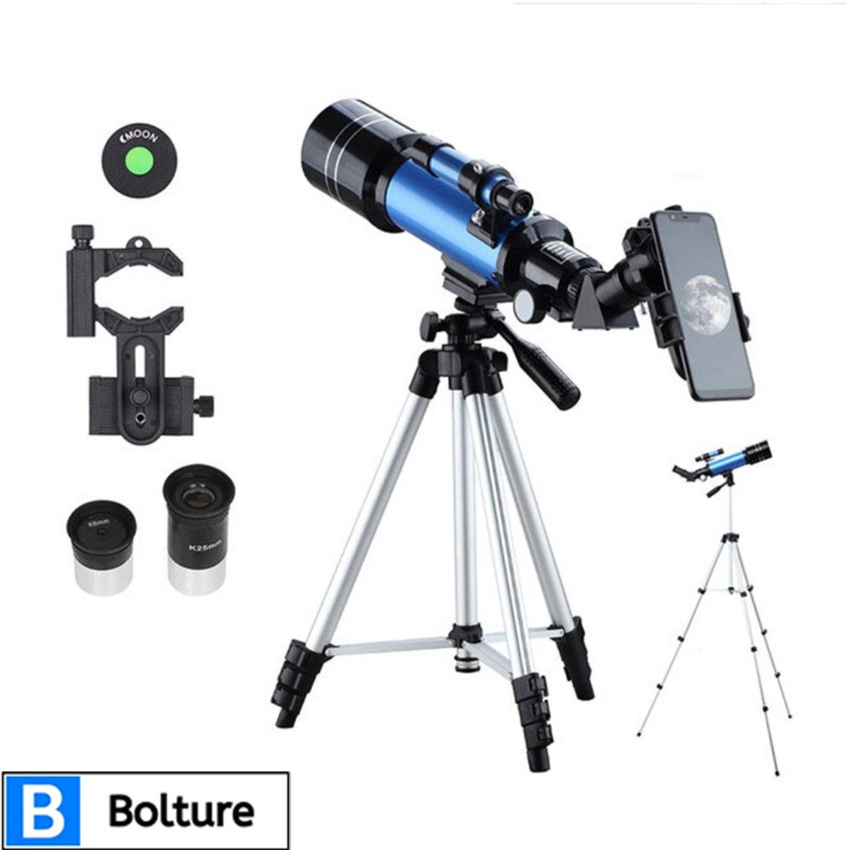 Bolture Sterrenkijker - Telescoop - Sterrenkijker Telescoop Volwassenen - Inclusief Smartphone Adapter - Inclusief Statief - 66x