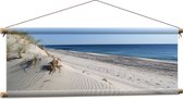 WallClassics - Textielposter - Witte Duinen tegen de Zee - 90x30 cm Foto op Textiel