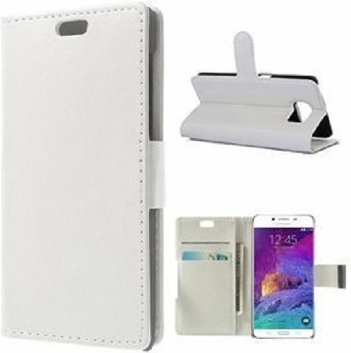 Samsung S6 Hoesje Met Pasjeshouder Bookcase Wit