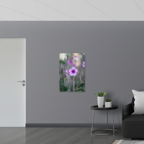 WallClassics - Toile - Fleur rose sur branches - 60x90 cm - Photo sur toile (Décoration murale )