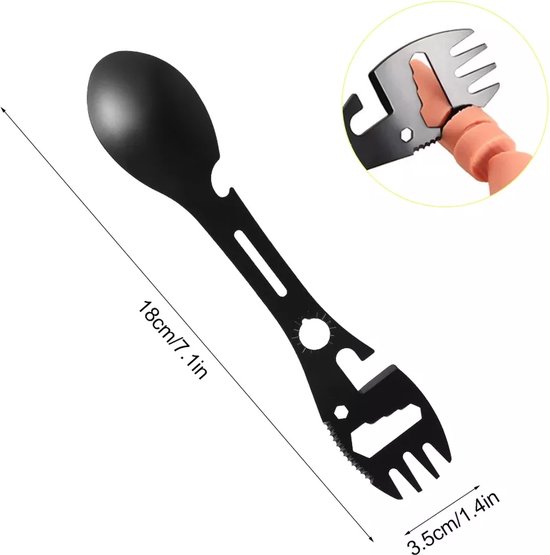 Spork Outdoor Gadget Lepel Multitool 11 in 1 survival EDC Bier Opener RVS van Merkloos — afbeelding 2
