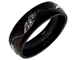 Tesoro Mio Michel – Verlovingsring / Trouwring Vrouw - Edelstaal - Kleur Zwart – 19 mm / Maat 60
