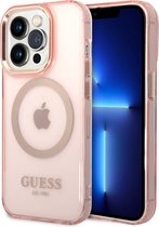 Guess Apple iPhone 14 Pro TPU Back Cover Magsafe Roze Telefoonhoesje - Bescherming & Stijl