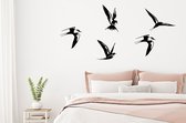 Zwaluw/ Swallow set 5 stuks zwart poedercoating wanddecoratie