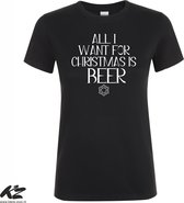 Klere-Zooi - All I Want for Christmas is Beer - Dames T-Shirt - 3XL