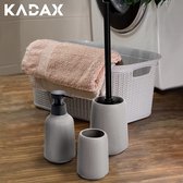 KADAX Solide wc-borstel met houder, vrijstaande borstel van keramiek, toiletborstel met stevige metalen handgreep, wc-borstel met stijve borstelharen (grijs)