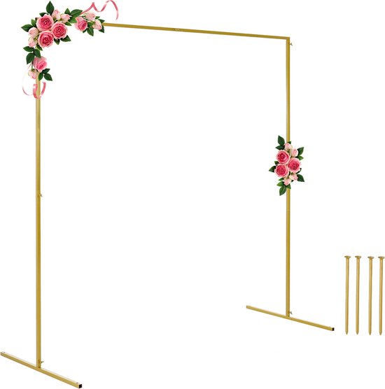 Goud 2mx2m Rozenbogen Ballonnenboog - Kerstdecoratie - Bruiloft decoratie - bruiloft boog - Backdrop frame - Rozenboog - decoratieve rekwisieten - bloem rekken - voor bruiloft verjaardag en afstudeerfeest