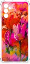 Anti Shock hybrid Case Geschikt voor Samsung Galaxy M13 4G | M23 Anti Shock Bumper Case met transparante rand Tulips
