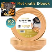 Papier cuisson Gluxury Airfryer - 100 pièces - Plateaux jetables pour Airfryer XL et XXL - Inc. Ebook - 20cm