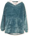 foto van Fleece deken met mouwen - fleece plaid - sweater -super zacht - 280 gsm - Turquoise-trui - Snuggle - Hoodie - Snuggle Hoodie - Oversized fleece - Homie Hoodie