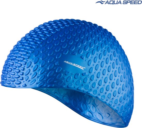 Aqua Speed Siliconen Bubble Badmuts - geschikt voor lang haar - Blauw One Size