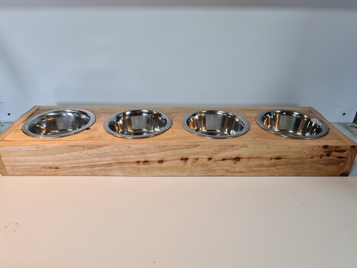 Voerbak hond - Houten voerbak - Dieren voerbak - Drinkbak- Drinkbak hond - Voerbak kat - Voer hond - Voerbak poes - Olie