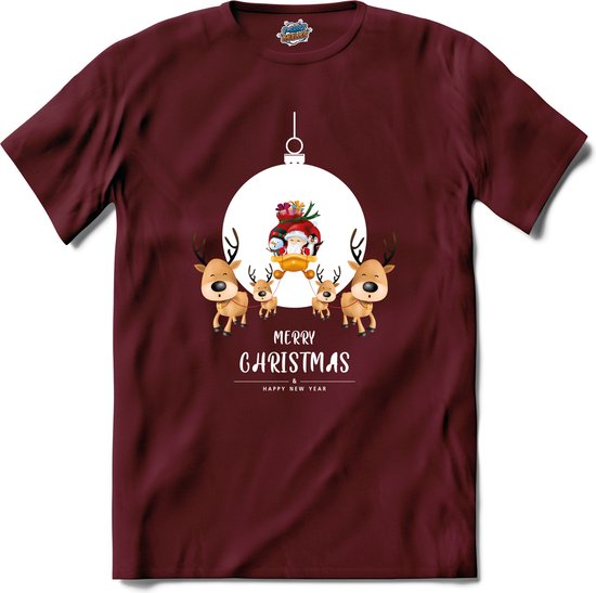Merry christmas - T-Shirt - Heren - Burgundy - Maat S