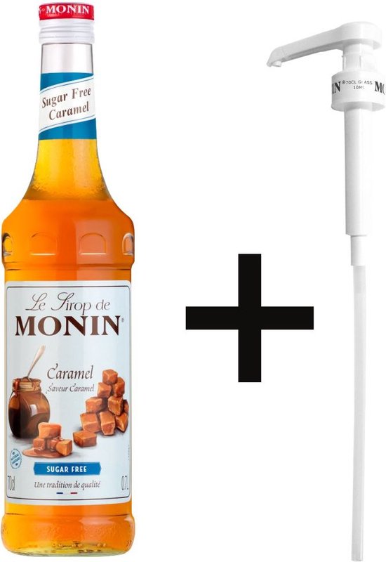 Monin Caramel Suikervrij 70cl Koffiesiroop Met Doseer Pompje