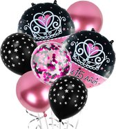 Prinses Ballonnen - Princess Ballonnen – Helium Ballonnen - Prinses Versiering - Roze// Zwaarte Ballonnen - Verjaardag Versiering - 7 Stuks