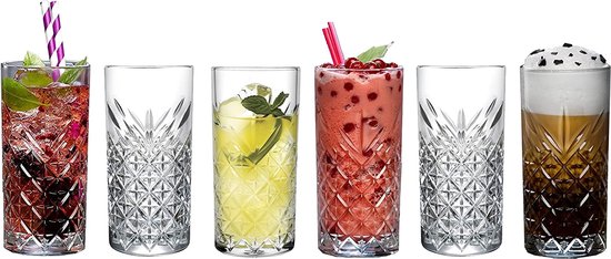 Pasabahce 52820 longdrink glas "Timeless" in kristaldesign, hoogte ca. 14,3 cm, set van 6 van glas