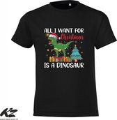 Klere-Zooi - All I Want for Christmas is a Dinosaur - T-Shirt - 140 (9/11 jaar)