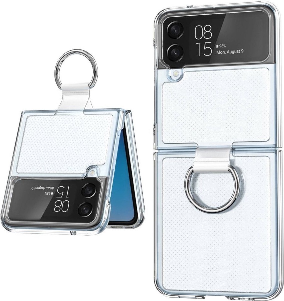 Samsung Galaxy Z Flip 4 hoesje Backcover met Ring Kingstand – Transparant