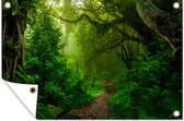 Muurdecoratie Landschap - Jungle - Tropisch - Zon - Groen - 180x120 cm - Tuinposter - Tuindoek - Buitenposter
