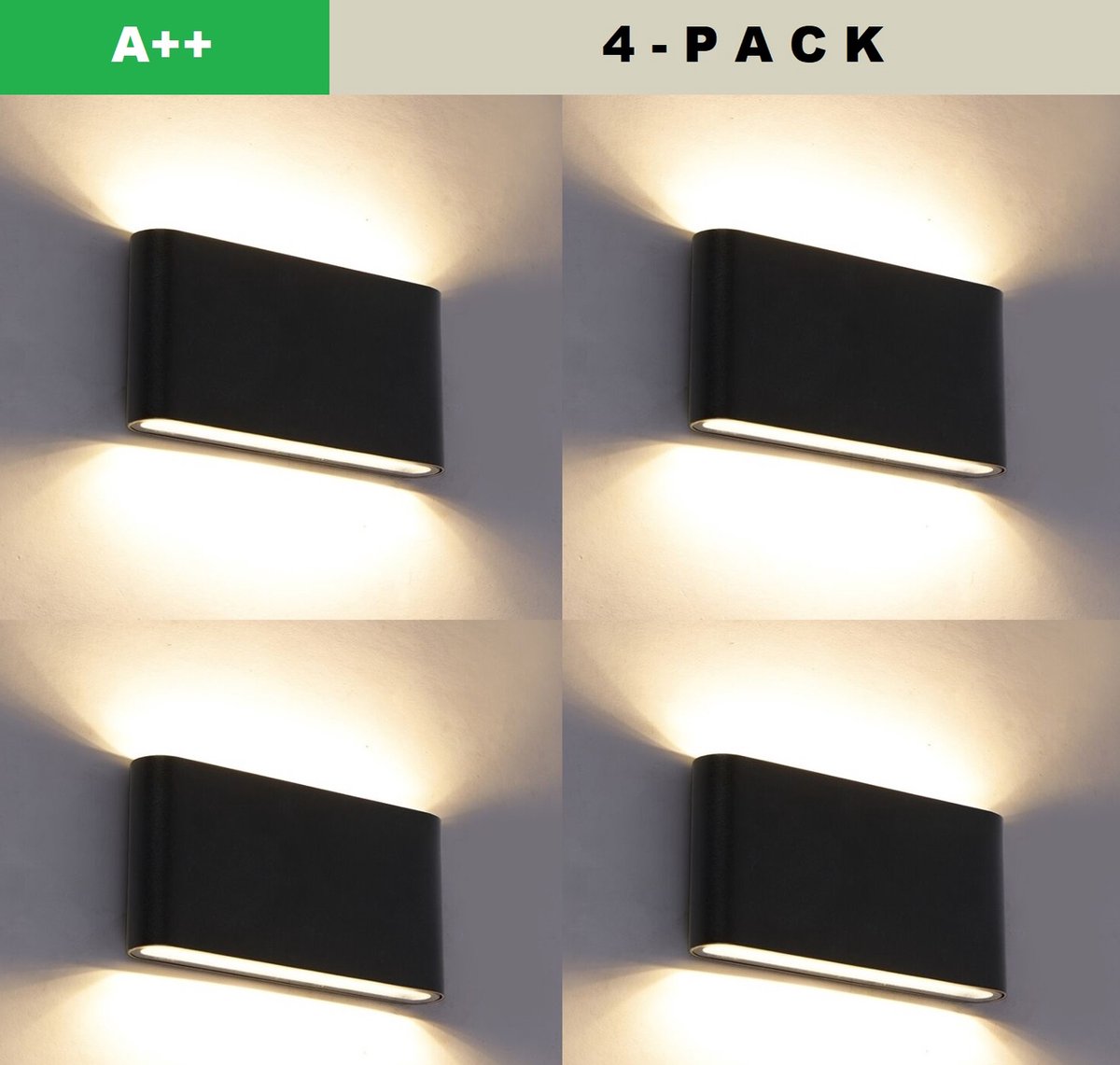 Lampen District - LED Wandlamp - Up And Downlight - Energie Zuinig - 3000K Warm licht - Binnen & Buiten - Waterproof - Zwart Ovaal Modern