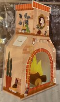 Schoorsteen met haardvuur | pakjeshaard van karton Sinterklaas | ca 100cm hoog