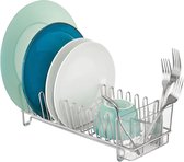 mDesign - Afdruiprek - voor gootsteen in de keuken - voor borden en bestek - metaal en plastic/met bestekbakje - pc chroom/doorzichtig
