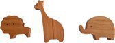 Wandhaakje 3 stuks - Safaridieren - Wandhaakje dieren - Leeuw - Giraffe - Olifant - wandhaak - kapstok haakje - houten wandhaak - ophanghaak - ophanghaakje - deurknop - kastknop - meubelbeslag