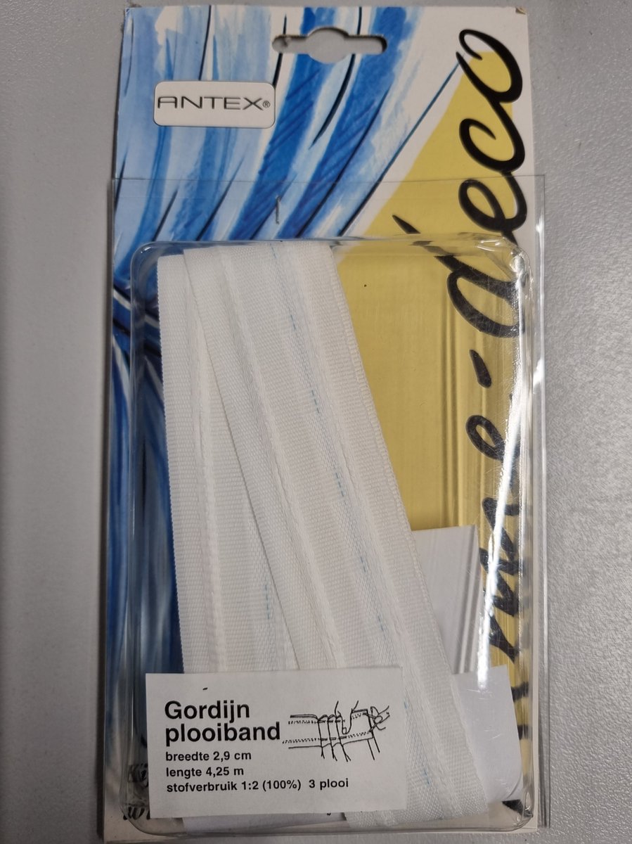 Antex - Gordijn plooiband 3 plooi - breedte 2,9cm - lengte 4.25 meter.