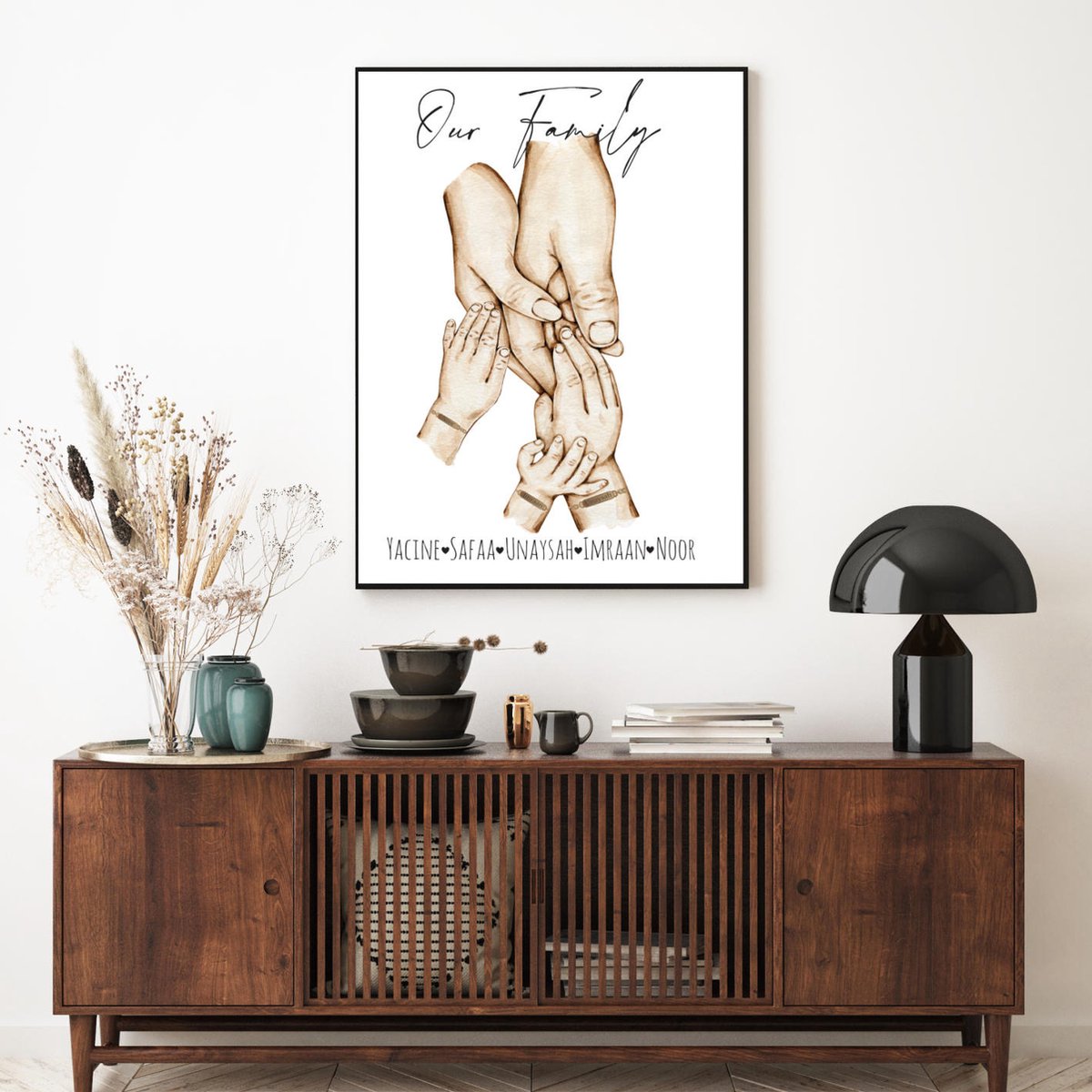 Family Poster met naam 1 stuk 60x90cm (zonder frame) - Verjaardagcadeau - Geboorte poster - kraamcadeau - Gepersonaliseerde posters