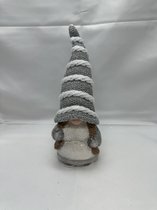 Figurine de Noël Père Noël - gris + bonnet tricoté - céramique - 21 cm de haut x 8 cm x 7 cm - Décoration de Noël