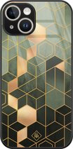 Casimoda® hoesje - Geschikt voor iPhone 14 - Kubus Groen - Luxe Hard Case Zwart - Backcover telefoonhoesje - Groen