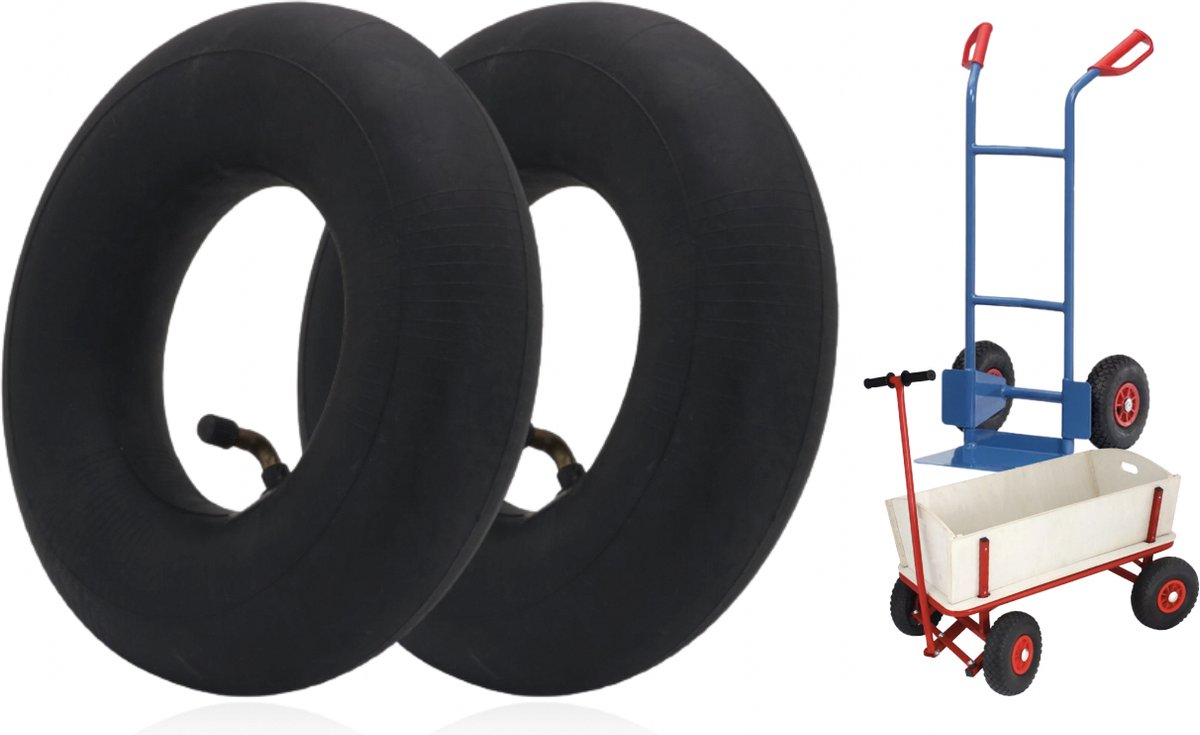 2 Chambres à Air 3.00-4 (260x85 Mm) - Valve Coudée TR87 - Pour Brouette, Diable, Chariot, Tondeuse