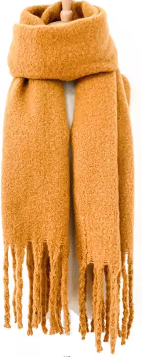 ASTRADAVI Winter Sjaals - Sjaal - Warme en Zachte Dames Omslagdoek - Lange Sjaal 200x50 cm - Mosterdgeel