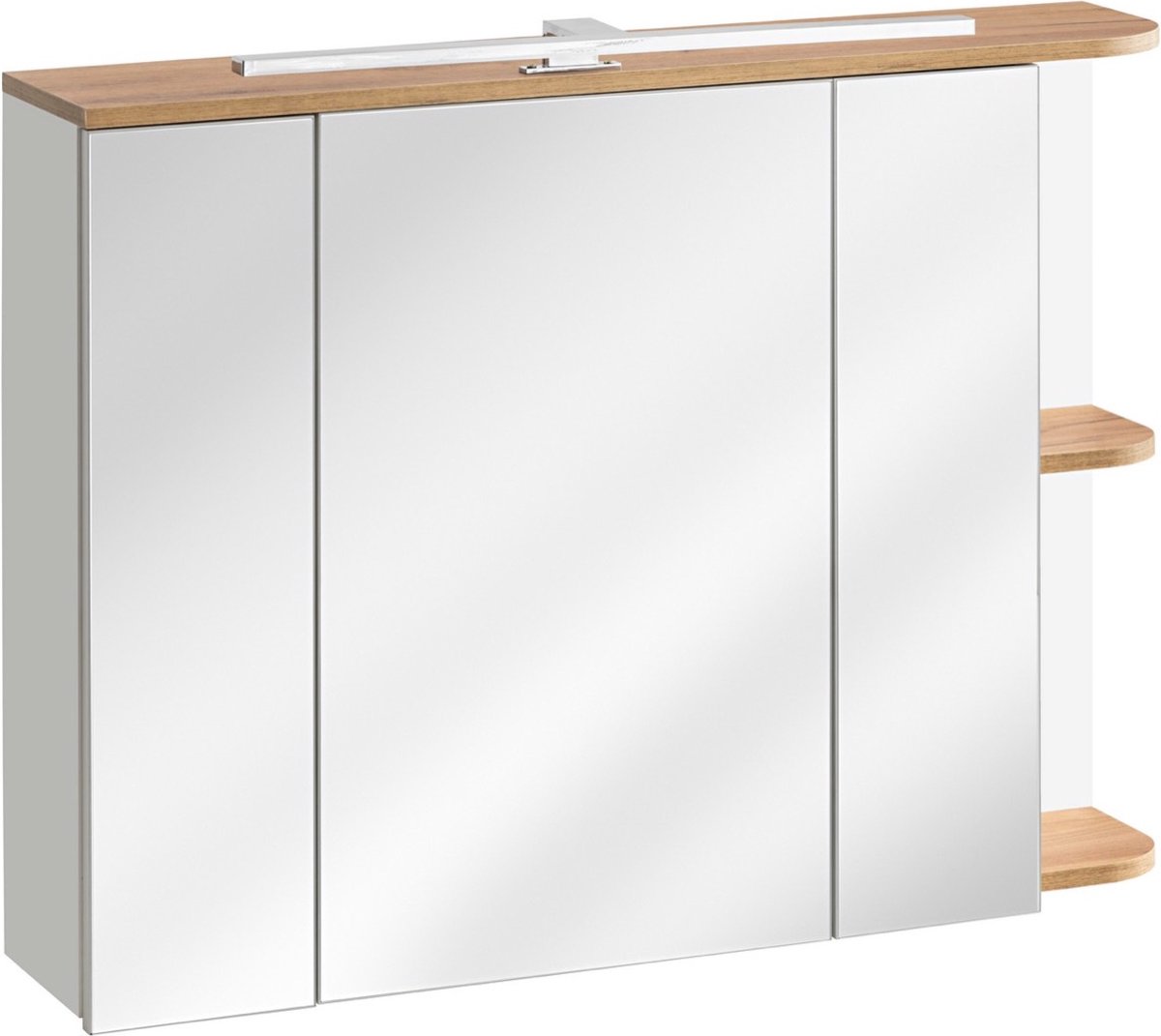 Badplaats Badkamerkast Panama 94cm x 72cm - Eiken met Wit - Spiegelkast Badkamer met twee deuren