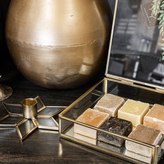 Kaarsenstandaard ster goud Kerst Metaal 3x2,5x12,5cm