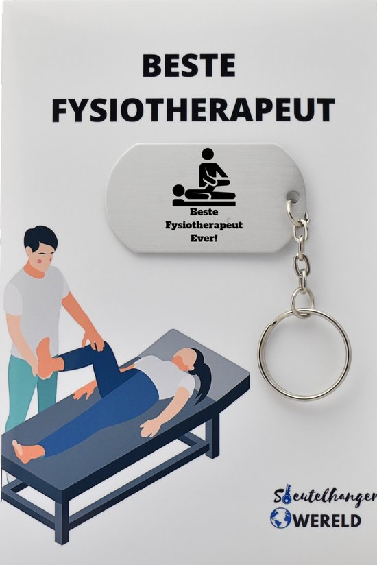 Beste Fysiotherapeut Sleutelhanger inclusief kaart – Fysiotherapeut cadeau – beste Fysiotherapeut- Leuk kado voor je Fysiotherapeut om te geven - 2.9 x 5.4CM