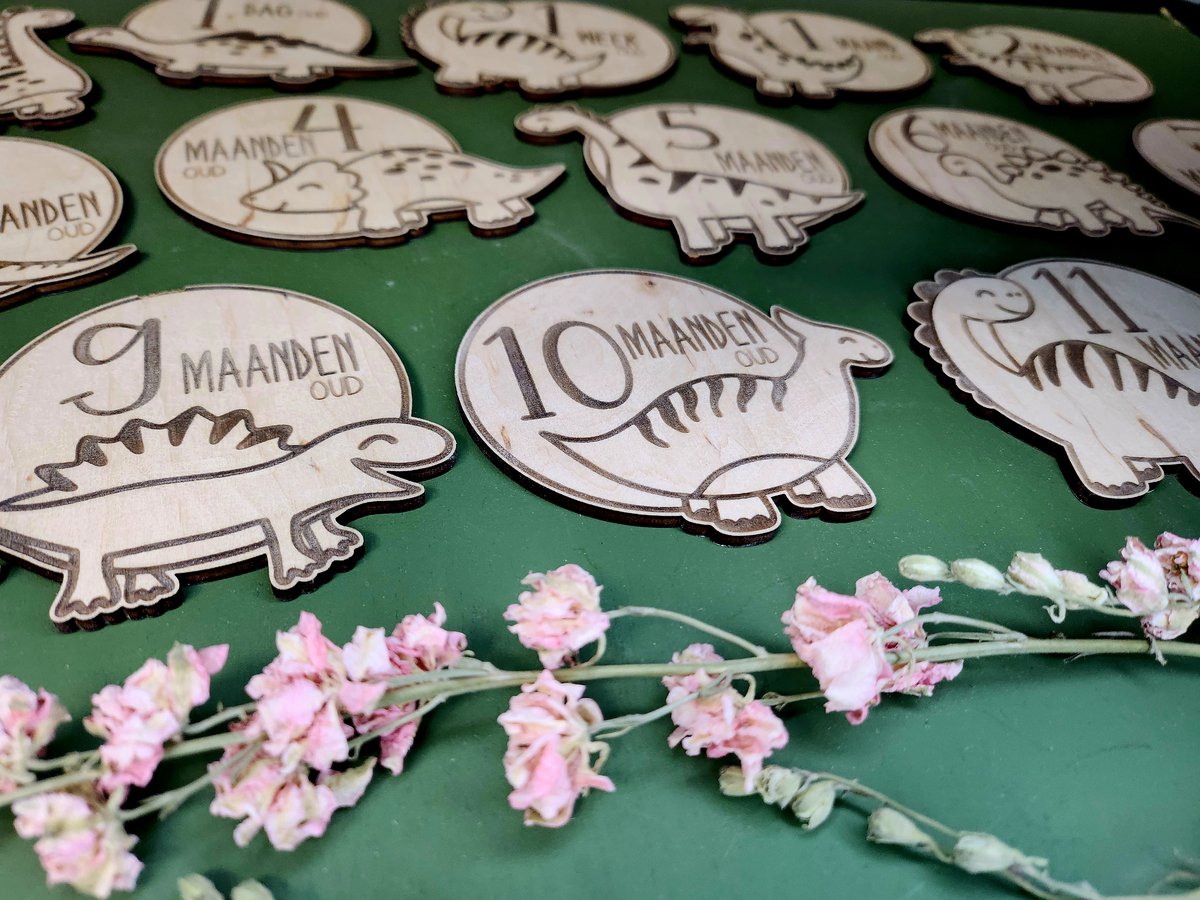 NUOBESTY Baby Maandelijkse Mijlpaal Kaarten Houten Vintage Baby