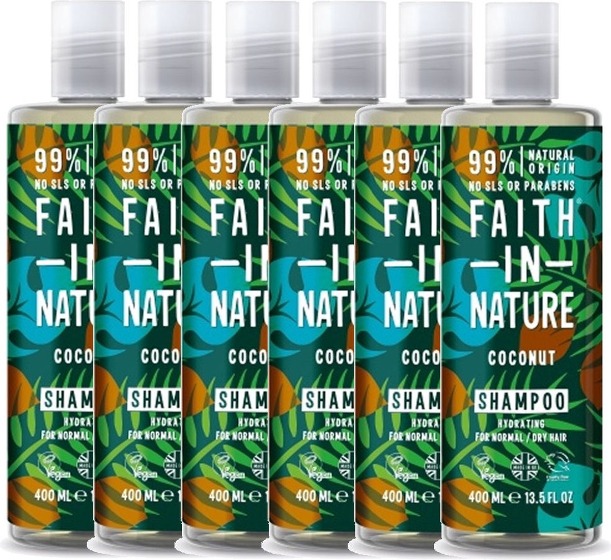 FAITH IN NATURE - Shampoo Coconut - 6 Pak - voordeelverpakking