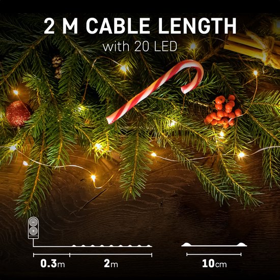 Kerstverlichting 4 meter op batterijen | warm wit
