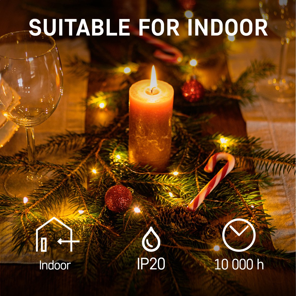 Kerstverlichting op batterij, 6 stuks, 2 meter 20 LEDs, Warm Wit, Lichtsnoer type Nano Koperdraad, Kerstboomverlichting, Inclusief CR2032 batterijen, Lichtslinger geschikt voor binnen, kerstverlichting led – foto 5